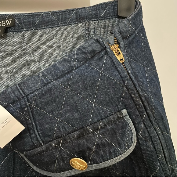 J. Crew Quilted Denim Mini Lady Mini Skirt Gold Buttons - Picture 8 of 8